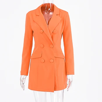 2019 ilgomis rankovėmis slim švarkas suknelė rudens žiemos moterų mados grynas apelsinų streetwear komplektus tvora
