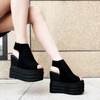 2019 m. vasarą naujų korėjos žuvies burną moterų batai su pleišto išaugo moterų sandalai keksas dugno storio Romos batai