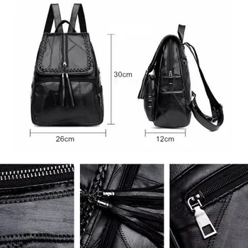 2020 Moterų PU odos kuprinė Mokyklos maišą klasikinis juodas vandeniui kelionės multi-funkcija Pečių maišą