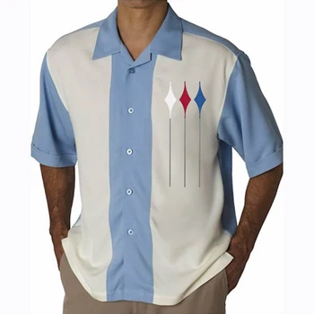2021 Europos ir Amerikos vasaros vyriški marškiniai naujus produktus dryžuotų spalvų spausdinta vyriški marškiniai