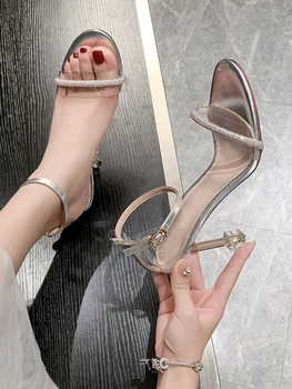 2021 m. vasarą naujosios ponios sexy sandalai mados visas rungtynes, mažų šviežių sidabro-adatos (stiletai)