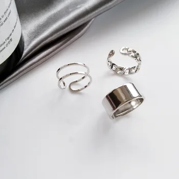 2021 Mados Paprastos Konstrukcijos anillos Senovinių Sidabro Spalvos Bendrą Žiedai Rinkiniai Moterims, Papuošalai korėjos Versija Bendras Žiedai
