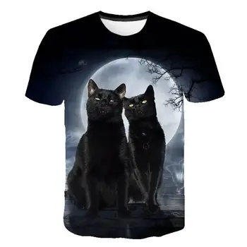 2021 naujas vasaros kačių mados T-shirt vyrams ir moterims, dvi kates spausdinti 3D T-shirt vasaros trumparankoviai marškinėliai vyrų T-shirt XXS