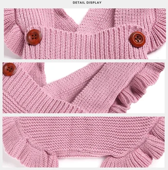 2021 pavasarį ir rudenį, mergina, mielas megztinis jumpsuit kuprinė šortai kūdikių laipiojimo kostiumas bamblys mergina megztinis