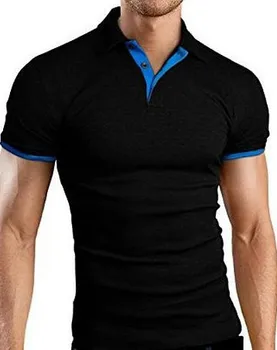 2021 Prekės Vasaros Nauja, vyriški T-shirt Atvartas Atsitiktinis trumparankoviai Susiuvimo marškinėliai vyrams vientisos Spalvos Megztinis Viršūnės T-shirt