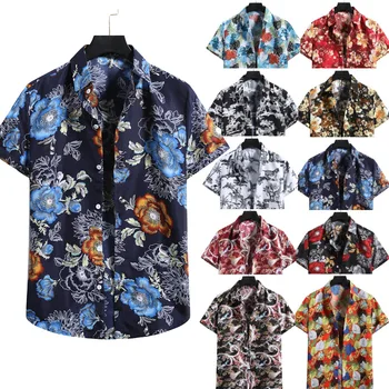 2021 vasaros marškinėliai spausdinimas atsitiktinis vyriški trumparankoviai marškinėliai atvartas marškinėliai vyrams pledas marškiniai