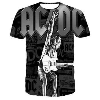 2021 Vėliau kaip Roko Abstrakčiai Pora Laišką, Print T-shirt vyrų Mados AC/DC Brand T-shirt Įdomus Atsitiktinis 3DT Vasaros