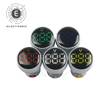 22mm AC 60-500V Digital Voltmeter Voltų Įtampos Testeris, Matuoklis Maitinimo LED Indikatorius Pilotas Lempos Šviesa Raudona Geltona Žalia Mėlyna Balta