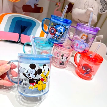 260ml Disney Mickey Minnie Pieno Taurės Marvel Spider-Man Kūdikiui maitinti puodeliai su šiaudų Sofija Vandens Puodelis, Skirtos Kūdikiams, vaikams buteliai