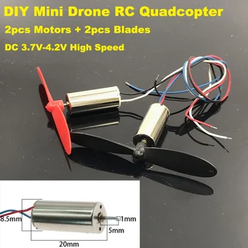 2VNT 8,5 mm*20mm Variklis+menčių Sraigtą, 3,7 V 4.2 V 50000RPM Didelės Spartos Mini Coreless Variklis RC Drone Žaislas Quadcopter 