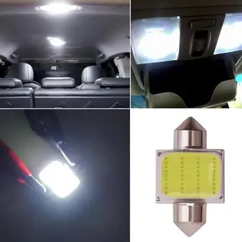 2VNT Automobilių Stilius Girlianda 31mm, LED Lemputes, COB LED Šviesos 12SMD LED Auto Korpuso Stogo Lempos Automobilių Dome Šviesos Auto Interjero Stogo Skaityti