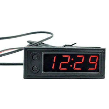 3 In 1 Automobilis, Laikrodis, Nešiojamas Šviesos Priedai Termometras Led Mini Universalus Daugiafunkcinis Skaitmeninis Ekranas Voltmeter Tiksliai
