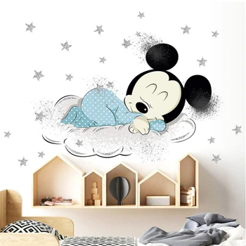 3D Animaciją Mickey Minnie Mouse kūdikių namų lipdukai, sienų lipdukai vaikų kambario Princesė Kambarys Lipdukas