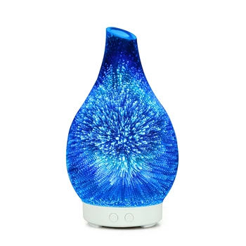 3D Fejerverkų Stiklo Vaza Formos Oro Drėkintuvas su LED Nakties Šviesos Aromato eterinis Aliejus Difuzoriaus Rūkas Maker Ultragarsinis Drėkintuvas
