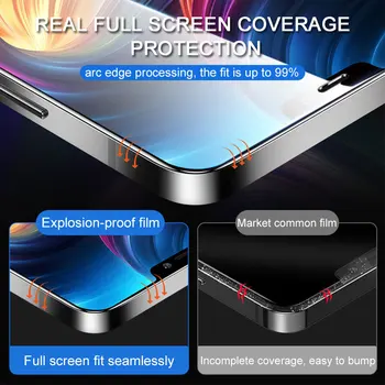 3Pcs Visiškai Padengti Grūdinto Stiklo IPhone 11 12 Pro Max Screen Protector for IPhoneX Xs Max XR Lenktas Krašto Apsaugos Stiklo