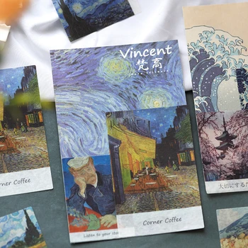 40pcs/pak Dailės Muziejaus Tapybos Lipdukai Vincent Van Gogh Claude Monet Picasso 