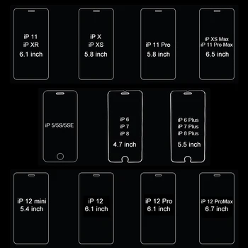 4Pcs Apsauginis Stiklas Ant iPhone 11 12 Pro Max XS XR 7 8 6s Plus SE Screen Protector, iPhone, 12 Mini Pro 11 Max Grūdintas Stiklas