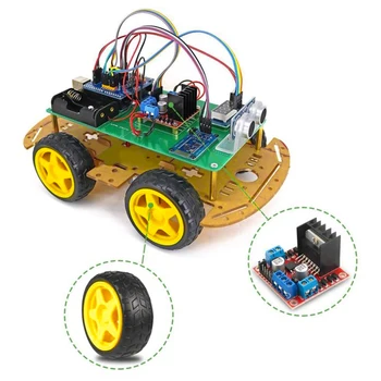 4PCS nuolatinės SROVĖS Elektros Variklis + Plastiko TT Variklio Varantys Rinkinys, Padangų Dalys Robotas Smart 