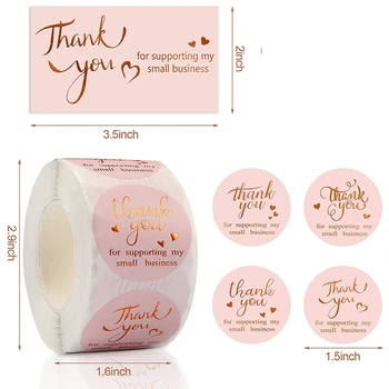 500/roll 3.8 cm karšto štampavimo dėkojame, kad perkate prekybos apdaila lipdukas, etiketė rožinė kortelės