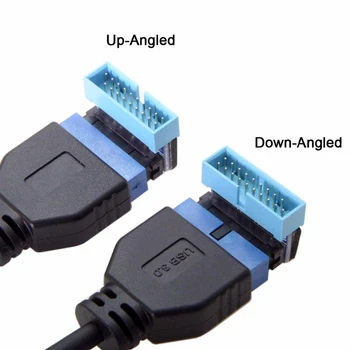 5Gbps USB 3.0 20pin Vyrų ir Moterų Extension Adapter 90 Laipsnių Kampu AUKŠTYN ir Žemyn Motininės Plokštės