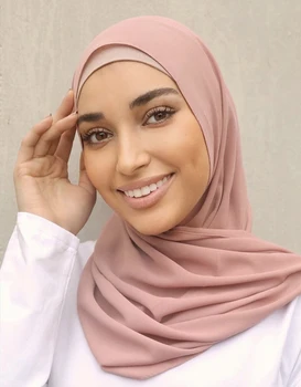 5VNT /BOX Hijab Kietas Musulmonų Galvos Skara Ponios Skara ir Apvyniokite Užsakymą Moterų Foulard Hijab Stoles Moterų Burbulas Šifono
