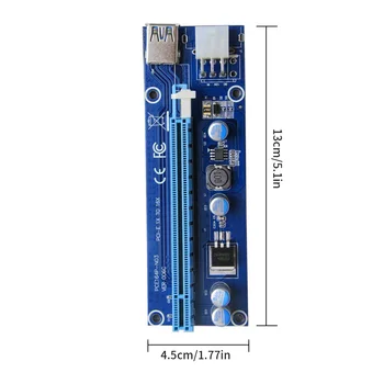 6pcs 006C PCIe 1x iki 16x Express Stove Kortelės Grafinis PCI-E Riser Extender 60cm USB 3.0 Kabelis SATA į 6Pin Maitinimo BTC kasyba