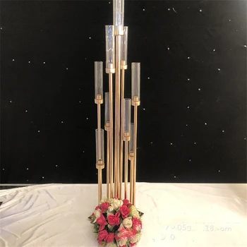 6pcs 10 galvų metalo žvakidė akrilo žvakidė vestuvių stalo centro gėlių stovas stiklo žvakė žvakidė turėtojas