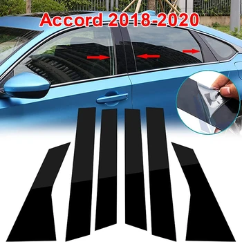 6X Piano Black Išorinės Pusės Durų Lango Ramstis Pranešimų Liejimo Perdangos Pre-Cut Dangčiu Slenkstukai Honda Accord 2018-2020