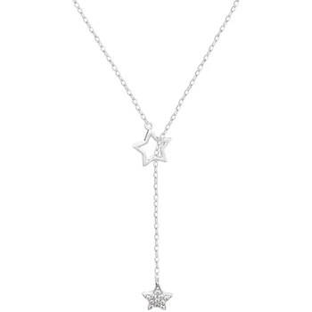 925 Sterlingas Sidabro Diamond Star Pakabukas Karoliai Kutas Clavicle Grandinės Moterų Bauda Papuošalai, Aksesuarai, Vestuvių
