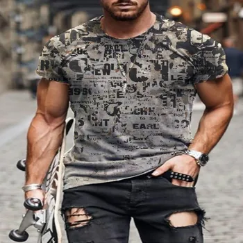 Abstrakti drabužiai, spausdinimo atsitiktinis viršų vyriški naujas mados vasaros slim trumpas rankovėmis viršų O-kaklo T-shirt mažas versija 2021
