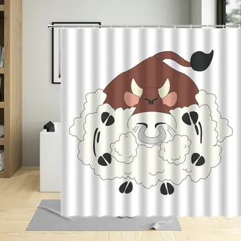 Animacinių Filmų Piktas Jautis Dušo Užuolaidos Kaubojus Jojimo Karvės Galvijai Modelis Vandeniui Audinio Vonios Užuolaidos Voniai Dekoras Su Kabliukais