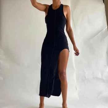 Articat Seksualus Rankovių Asimetrija Midi Suknelė Moterims Vasaros 2021 Mados O-kaklo Bodycon Suknelės Juodosios Ponios Klubas Šalies Vestidos