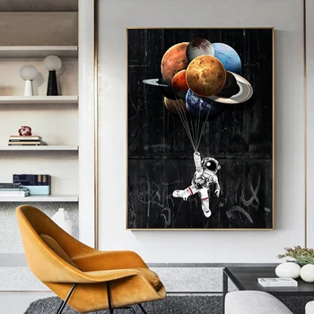 Astronautas Kosmose Svajoja Žvaigždžių Riba, Drobė, Tapyba, Plakatų ir grafikos Sienos Nuotraukas Cuadros už Kambarį Dekoro be Rėmelio
