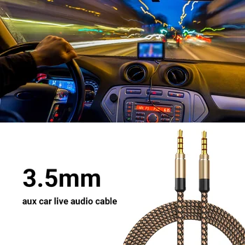 Audio Laidas 1,5 M Nailono Nerijos 3,5 mm Aukso pated Plug AUX Laidas Laidas Ausinėms Automobilio Stereo Garsiakalbis, Garso plokštės, 4 Spalvų 2021