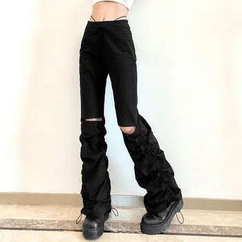 Aukštos Juosmens Y2K Skylę Moterų Kelnes Sukrauti Plisuotas Juodos Karštų Merginų Slim Kelnės Moterims 2021 M. Vasarą, Rudenį Streetwear Kelnės Moteriška