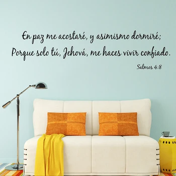 Aš Atsigulti Ir Miegoti Taikos Salmos 4:8 ispanijos Vinilo Sienos Lipdukas