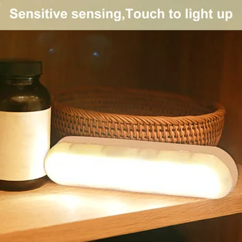 Bakstelėkite Spinta lengvo Prisilietimo Jutiklis LED Naktinis Apšvietimas Spinta Laiptų Garažas Klijuoti Ant Lempos Virtuvės Spintelė Lempa, drabužių Spinta