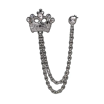 Britų Aukštos klasės Retro Vyrų Kutas Sagė Derliaus Britų Stiliaus Pin Crystal Crown Ženklelis Corsage už Kostiumą Apykaklės Priedai