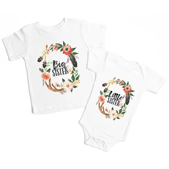 Broliai ir seserys Marškinėliai Sesuo Atitikimo T-Shirt Big Sister & seselė TShirts Drabužius Nėštumo Atskleisti Skelbimas T-shirts Dovana