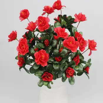 Buitinė Lauko Dirbtinės Raudonos Azalea Gėlių, Krūmų Netikrą Kokybės Mažų Atsparus Aukšto Namo Gėlių Dekoras UV Papuošalai M0A9