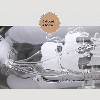 Burlaivis Nutolimas Buteliuke Su Mediniais 3D Dekoratyvines Stiklo Papuošalas Laivo Vyno Butelis 24x10.2cm Namų Puošybai Kambario Dekoro