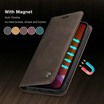 CaseMe Originalus Flip Case For iPhone 12 11 Pro Retro Magnetinių Kortelių Stovas Piniginės iPhone 12 min 12 pro 12 