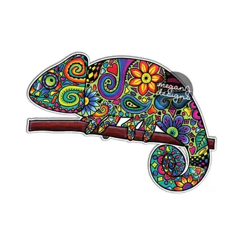 Chameleonas Automobilių Lipdukas Spalvingas Dizainas Buferio Lipdukas Nešiojamas Decal Driežas Džiunglių Gėlės Mielas Automobilio Lipdukas Hipis