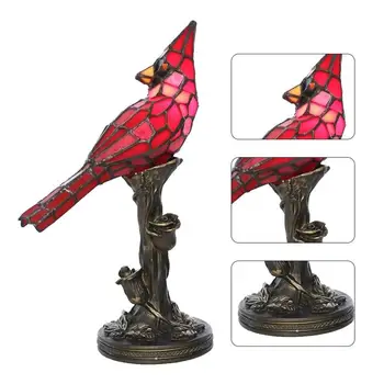 Crystal Stalo Lempa Kardinolas Raudonas Paukštis vitražas Naktį Šviesos, Miegamojo Kambarį Darbalaukio kawaii Apdailos Salonas statulėlės