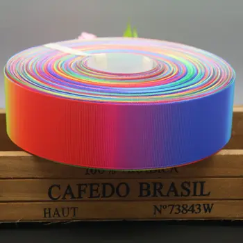 DHK 5yards gradiento spalvos vaivorykštė 4 dydis atspausdinta grosgrain kaspinu apdangalai, plaukų lankas 