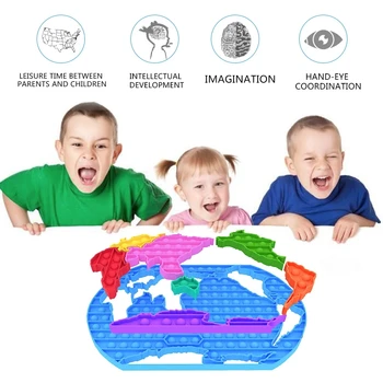 Didelis dydis 30 cm dydžio pasaulio žemėlapio suaugusiųjų vaikų švietimo žaislai, jutimo žaislai stumti Bobit burbulas suktuko paprasta dimple piršto žaislai
