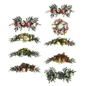 Dirbtinių Rožių Gėlių Grobis, 24 Colių Dekoratyvinis Grobis su Padirbtų Rožės, Žalioji Lapai Namų Vestuvių Arkos priekines Duris