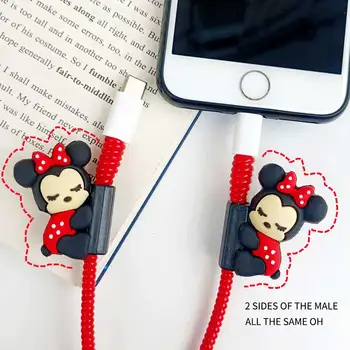 Disney Mickey Bite USB Kabelis Raštas Kabelių Organizatorius Duomenų Eilutė Valdymo Įkrovimo Saugiai Apsaugos Vijurkas Už iPhone11 12