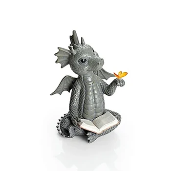 Dragon Pav Lilli su Drugelio Dervos Statula su Knyga Rankoje Super Mielas Darbalaukio Ornamentas, indoor Mini Apdailos įrankiai