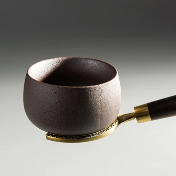 Ebony Raudonmedžio rankena vario arbatos puodelio įrašą Anti-nusiplikymas stalo puodelio laikiklis Kung Fu Puodelio laikiklis arbatos ceremonija priedai arbatos įrankiai